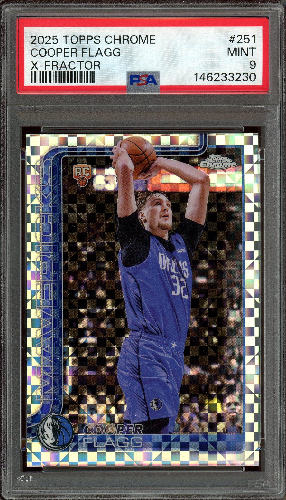 Cooper Flagg 2025 Topps Chrome Xfractor Rookie Card #251 PSA 9