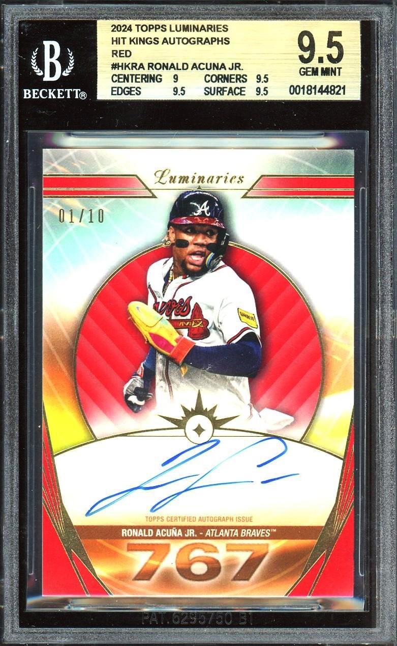 イ*ー様 2023 TOPPS LUMINARIES Ronald Acuna Ronald Acuna Jr. 2024 Topps Luminaries Hit Kings Red Auto Card /10