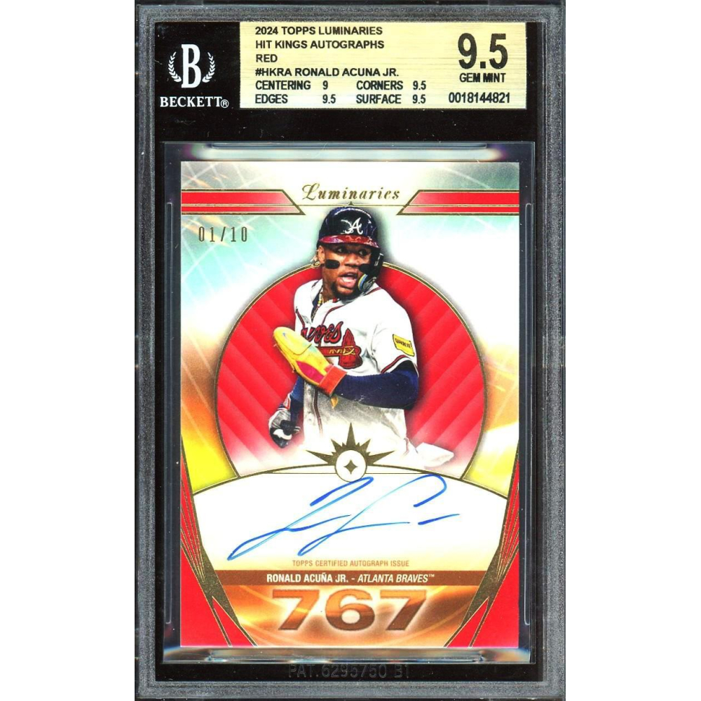 Ronald Acuna Jr. 2024 Topps Luminaries Hit Kings Red Auto Card /10