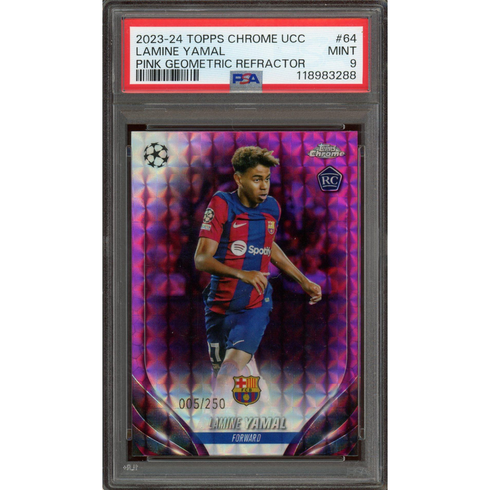 Lamine Yamal 2023 Topps Chrome UCC Pink Geometric Refractor Rookie