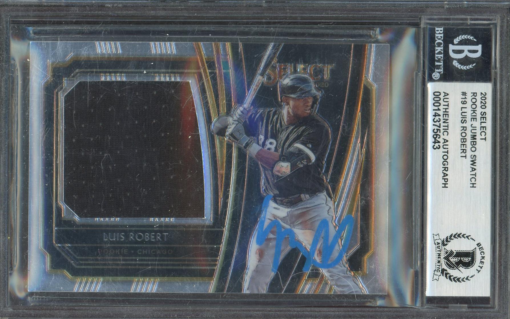 Luis Robert Signed 2020 Select Rookie Jumbo Swatch Card BAS w/ 10