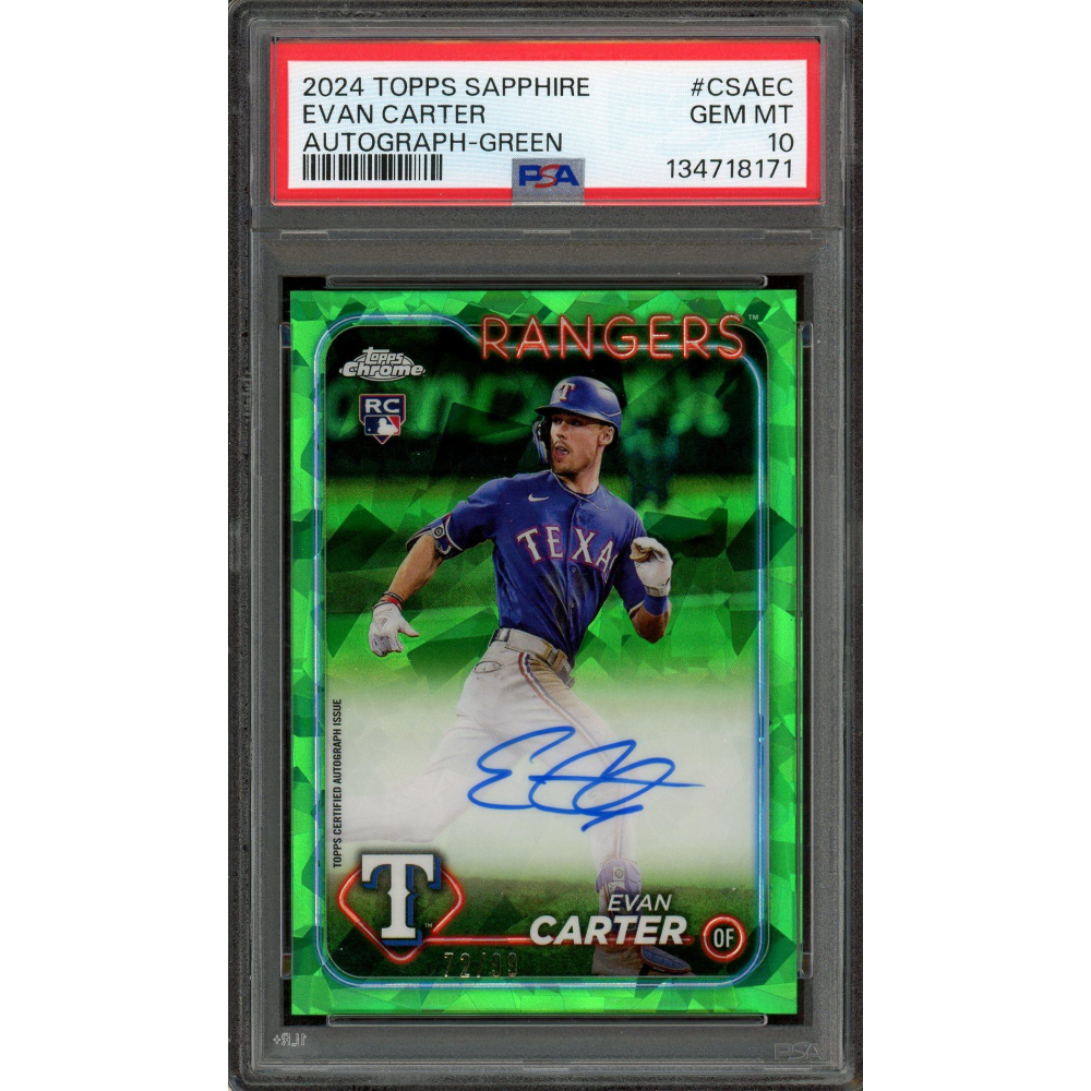 Evan Carter /99 Rookie Auto PSA Gem Mint 10 POP 41 2024 Topps
