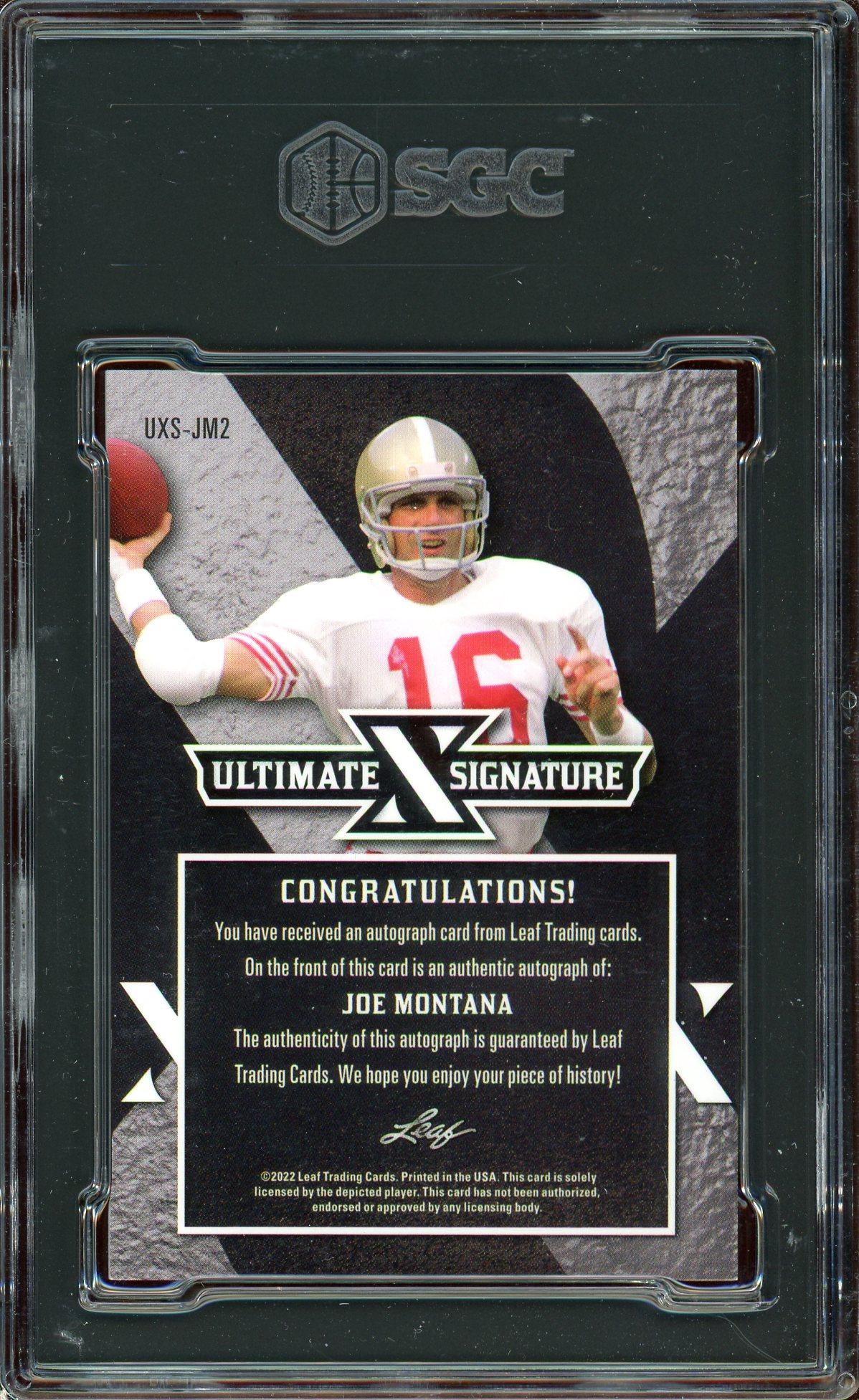 Joe Montana 2022 Leaf Ultimate Draft X Emerald Spectrum Signature