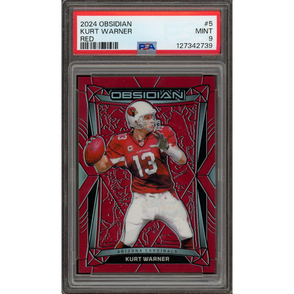 Kurt Warner /99 PSA 9: POP 1, None Higher 2024 Obsidian Red Card