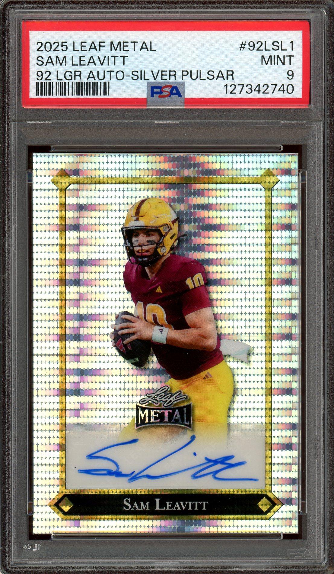 Sam Leavitt /5 Rookie Auto PSA 9: POP 1, None Higher 2025 Leaf