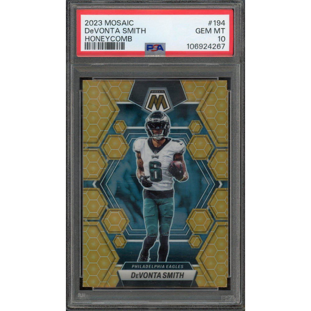 DeVonta Smith PSA Gem Mint 10 POP 7 2023 Mosaic Honeycomb Card