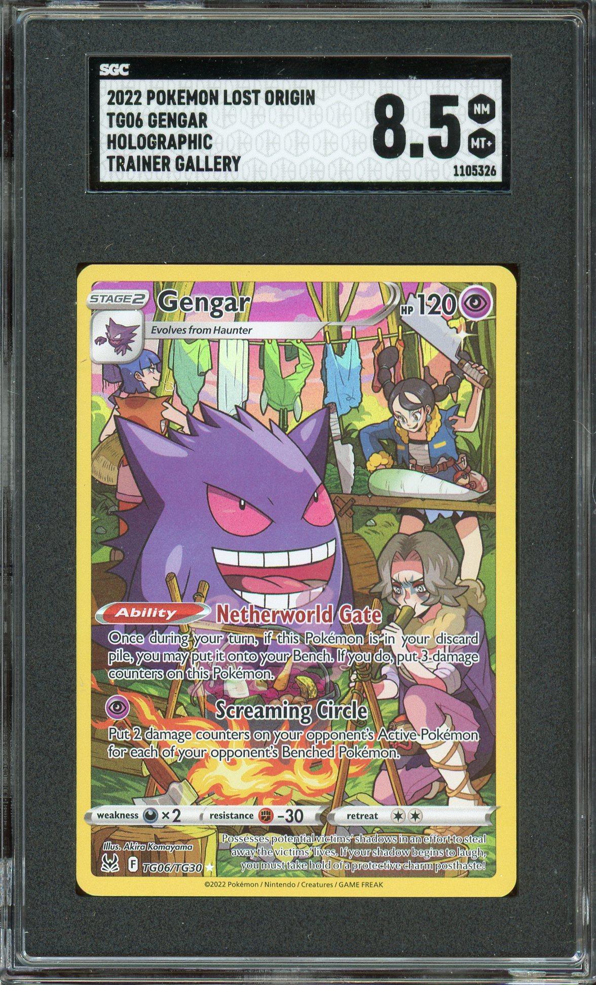 gengar pokemon card champion 2022 Lost Origin Holo Trainer Gallery SGC 8.5 Psychic Rarity Gengar Spirit Link - Premium