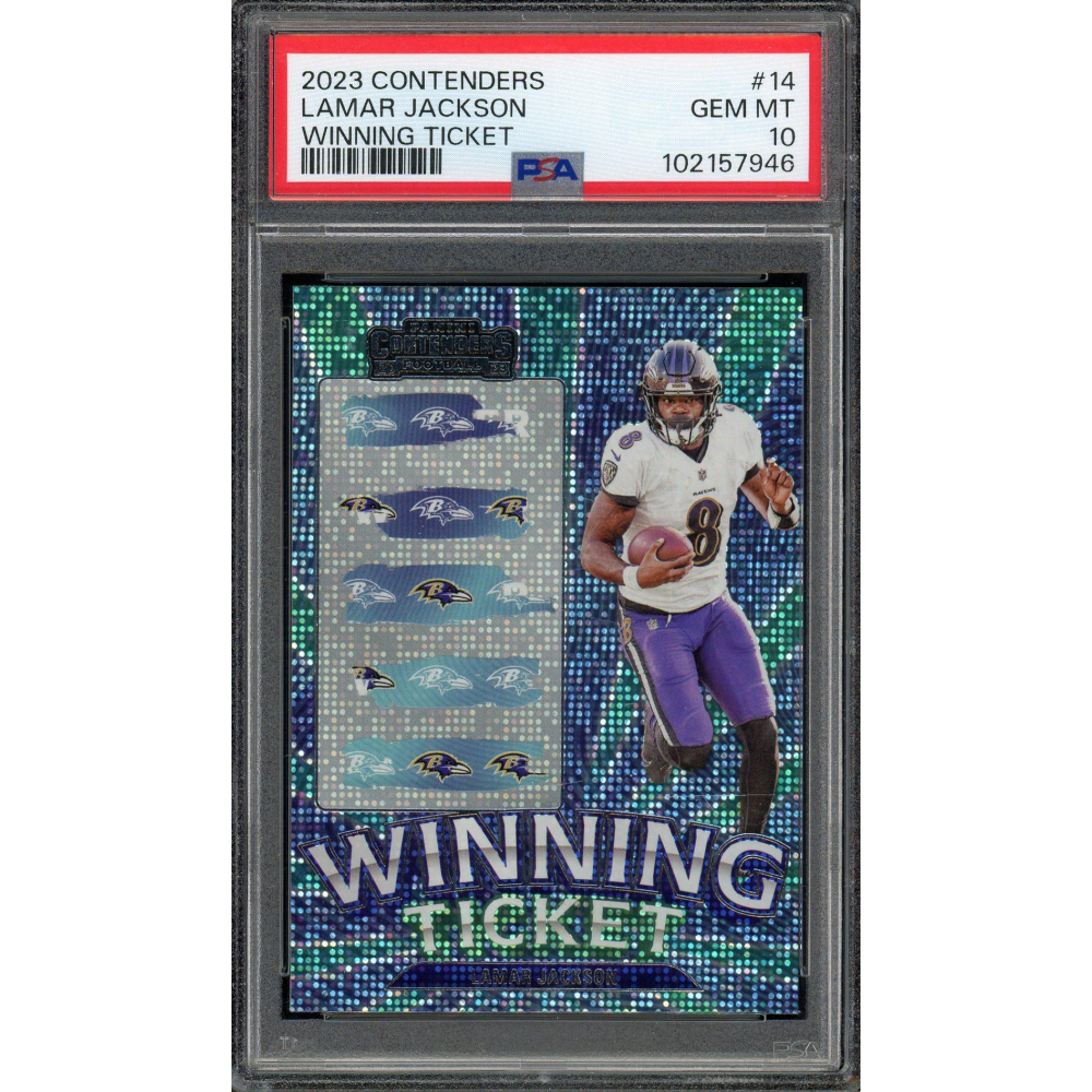 Lamar Jackson PSA Gem Mint 10 POP 8 2023 Contenders Winning Ticket