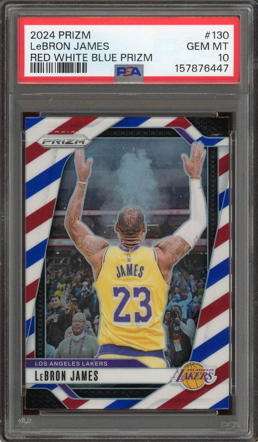 LeBron James Red White Blue Prizm PSA Gem Mint 10 2024 Panini