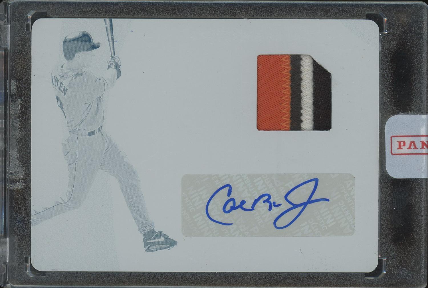 Cal Ripken Jr. 1/1 Patch Auto 2019 Immaculate Printing Plate Card