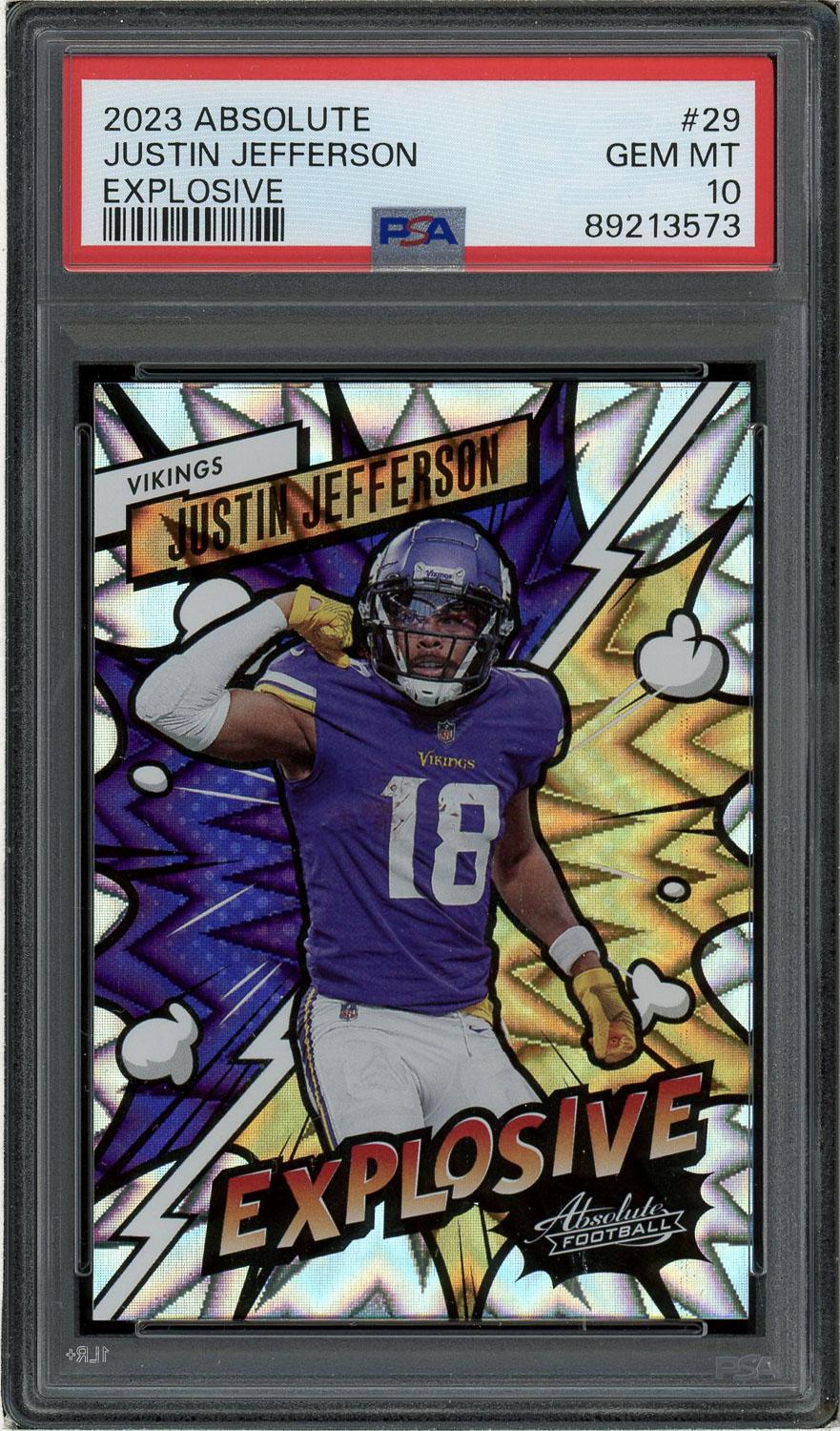 Justin Jefferson Explosive PSA Gem Mint 10 Case Hit 2023 Panini