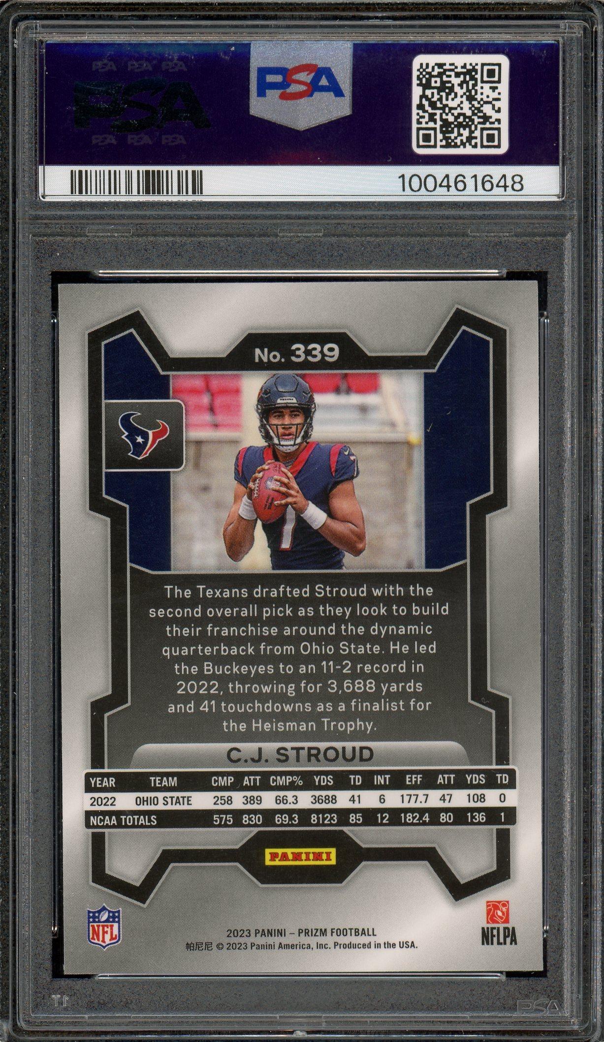 C.J. Stroud 2023 Panini Prizm Rookie Card #339 PSA Gem Mint 10! | Auction of Champions C.J. Stroud 2023 Panini Prizm Rookie Card #339 PSA Gem Mint 10! | Auction of Champions